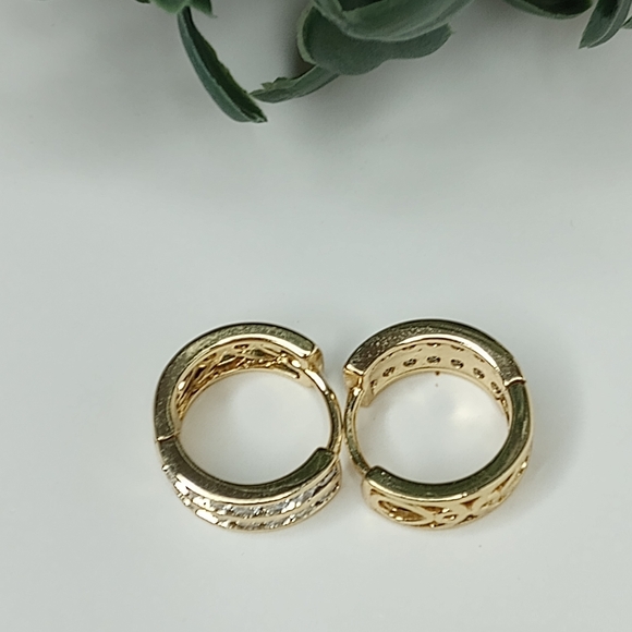 Elegant Gold and Silver Hoop Earrings - Picture 9 of 12
